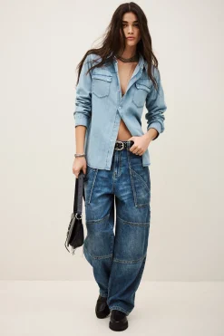 Ba&Sh ADALI chemise denim longue BLEU