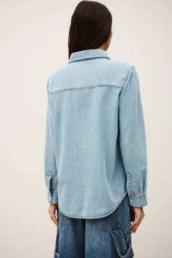 Ba&Sh ADALI chemise denim longue BLEU