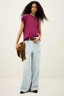 Ba&Sh ALLIA t-shirt manches courtes VIOLET Clearance