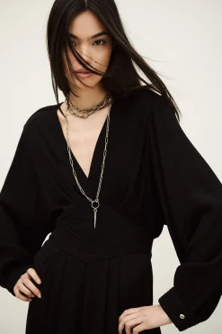 Ba&Sh AMBRA robe midi élégante NOIR Discount