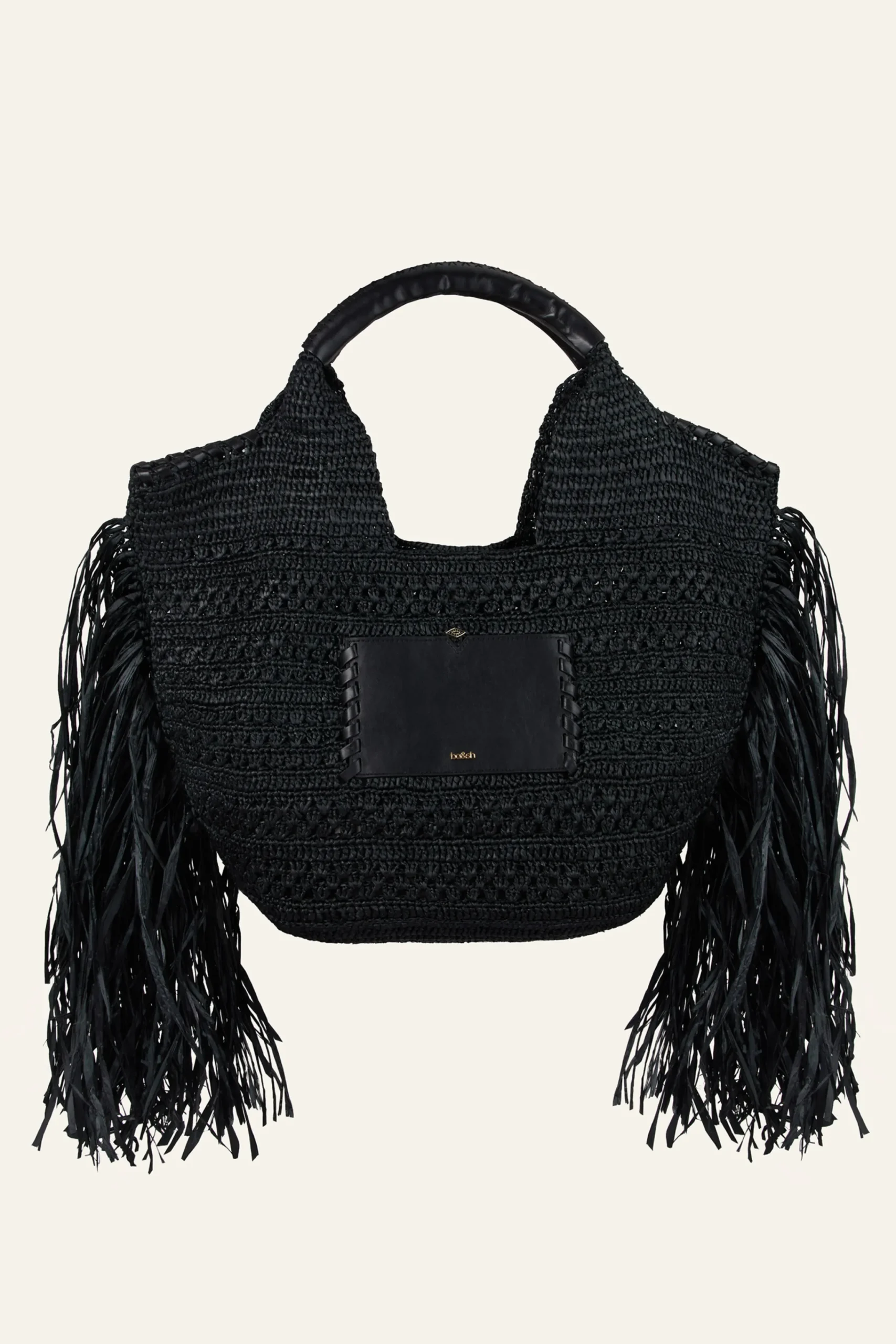 Ba&Sh ARA panier raphia franges NOIR Outlet