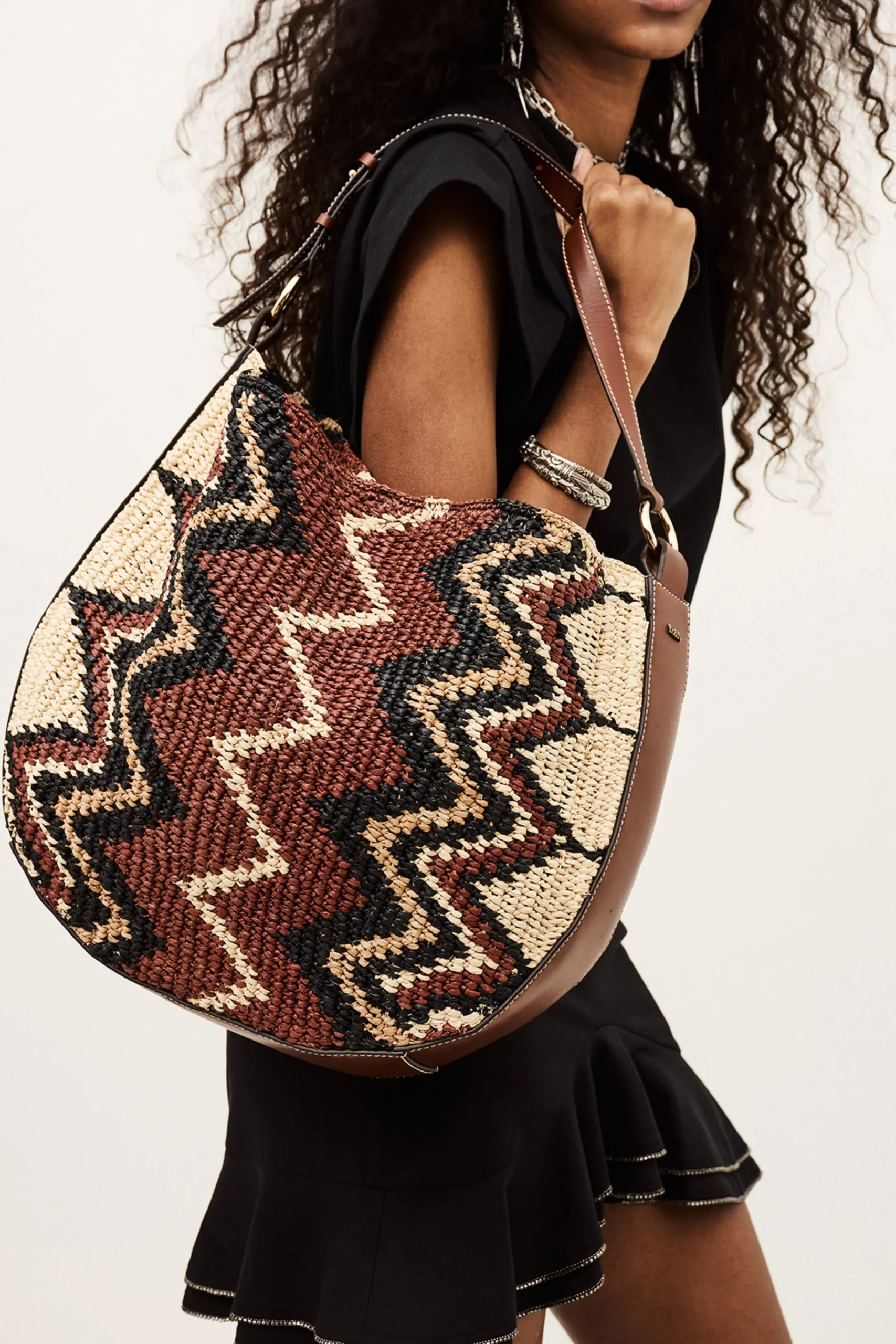 Ba&Sh ARYA sac hobo raphia NOIR New