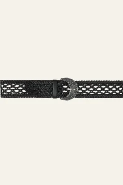 Ba&Sh BALMY ceinture cuir tressée NOIR Outlet