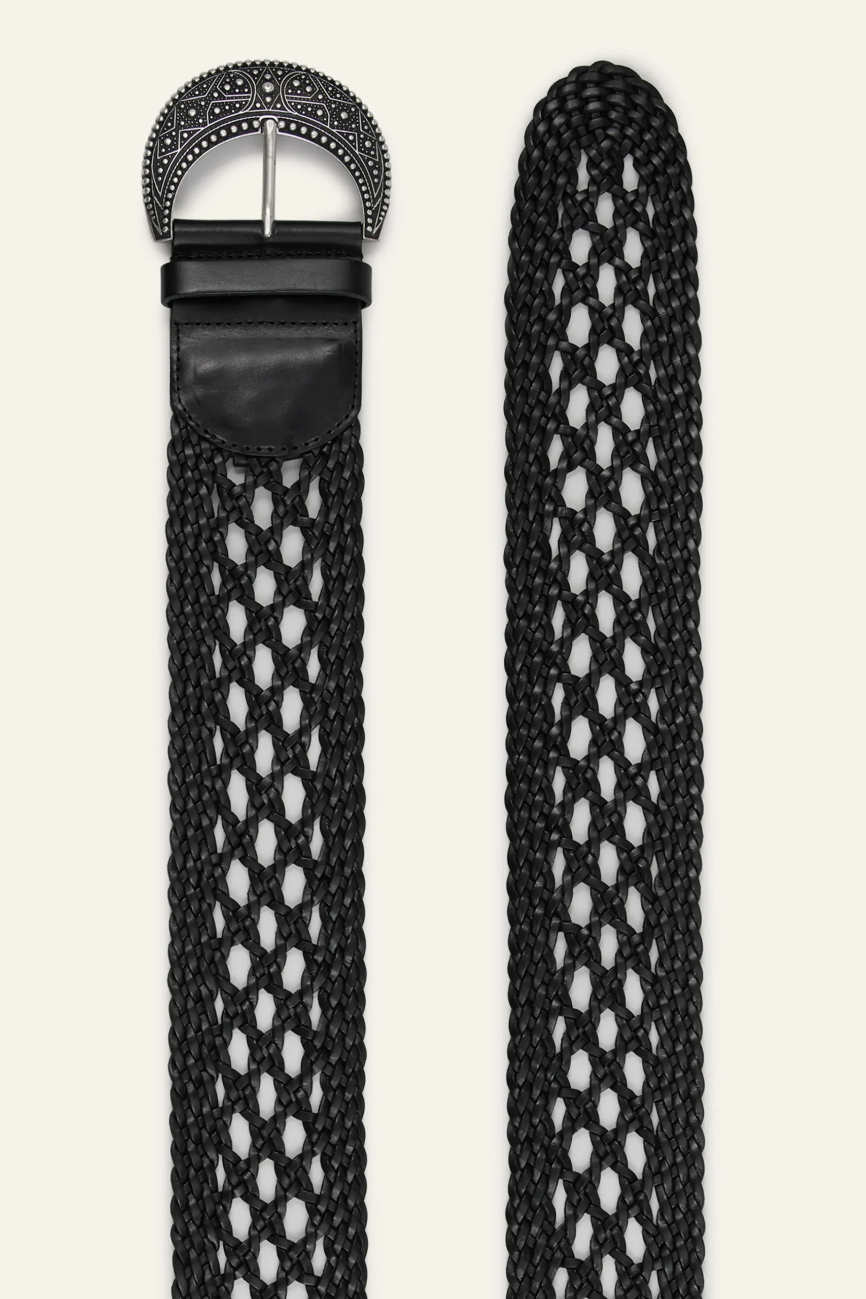 Ba&Sh BALMY ceinture cuir tressée NOIR Outlet