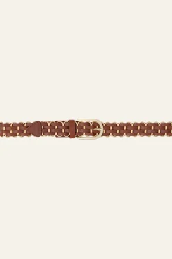 Ba&Sh BECK ceinture cuir tressée MARRON Online