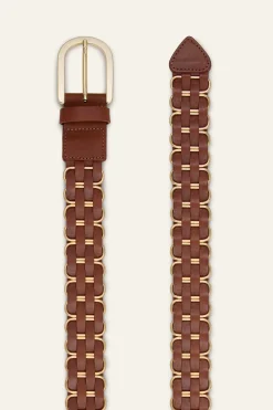 Ba&Sh BECK ceinture cuir tressée MARRON Online