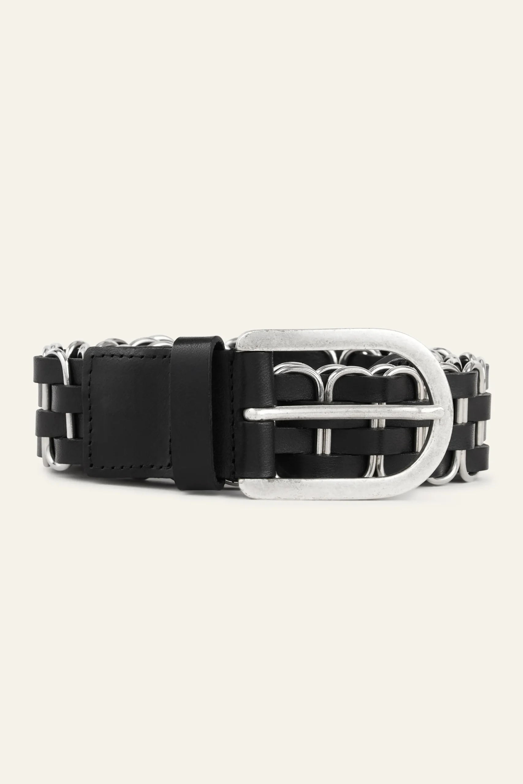 Ba&Sh BECK ceinture cuir tressée NOIR Sale