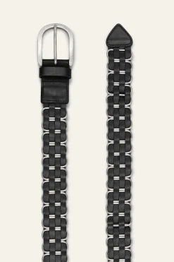Ba&Sh BECK ceinture cuir tressée NOIR Sale