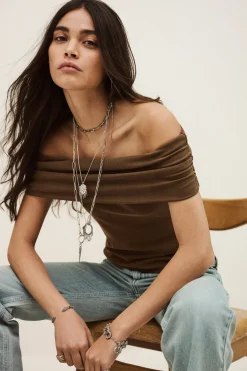 Ba&Sh BENE top jersey épaules MARRON Online