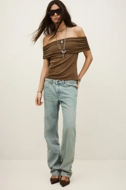 Ba&Sh BENE top jersey épaules MARRON Online