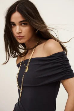 Ba&Sh BENE top jersey épaules BLEU Clearance