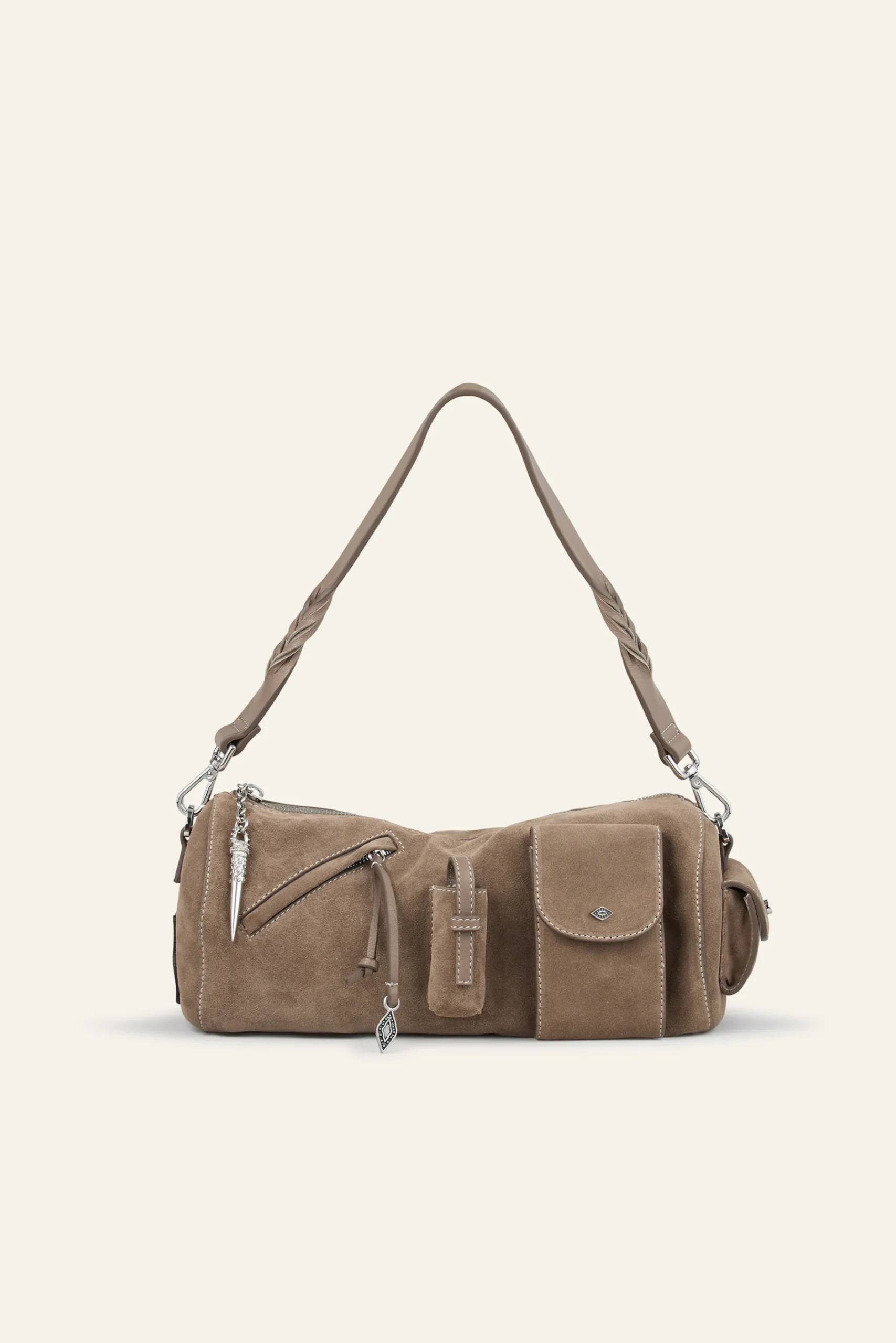 Ba&Sh BENI sac baguette daim GRIS Outlet