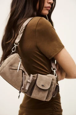 Ba&Sh BENI sac baguette daim GRIS Outlet