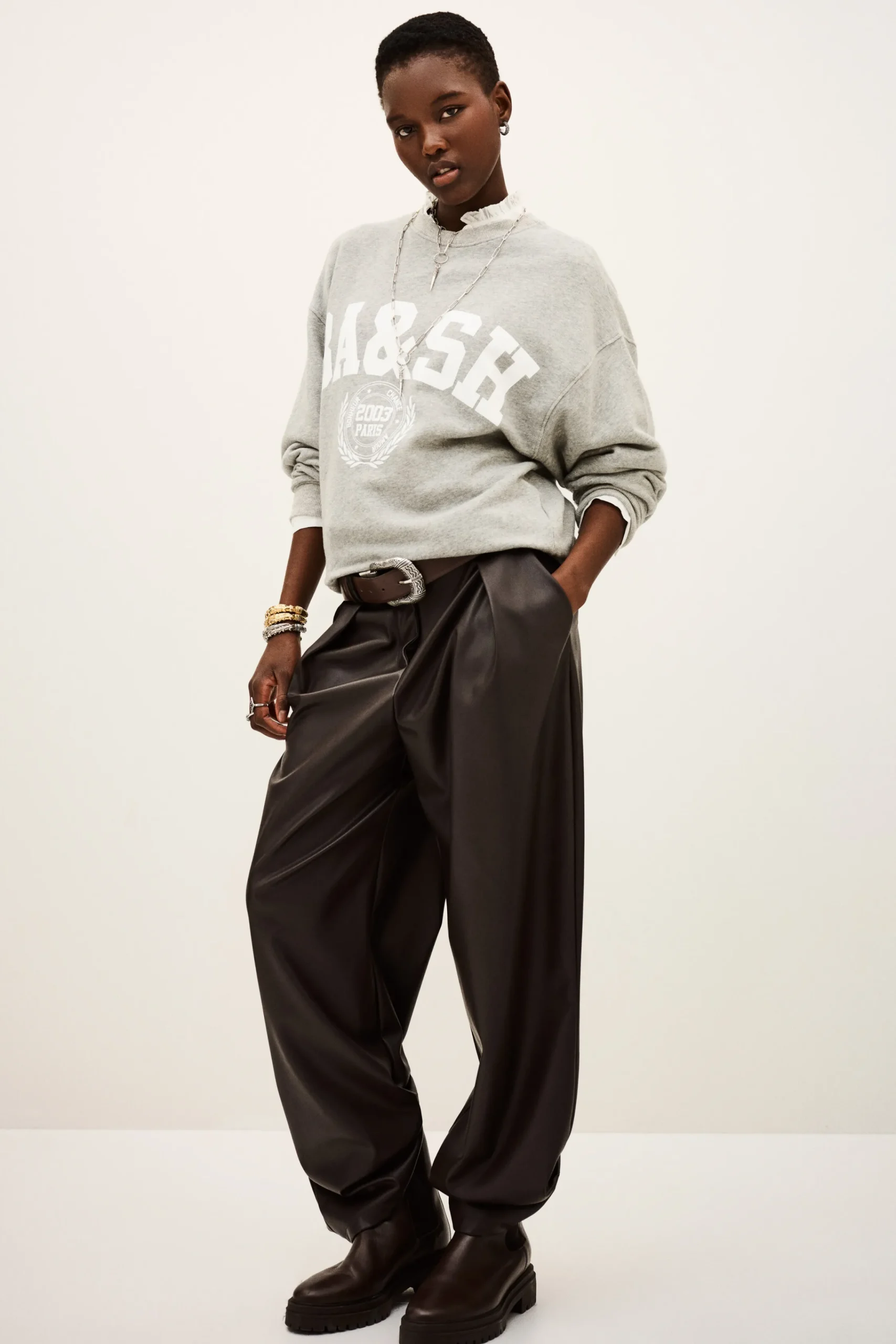 Ba&Sh BENJAMIN sweat bicolore GRIS