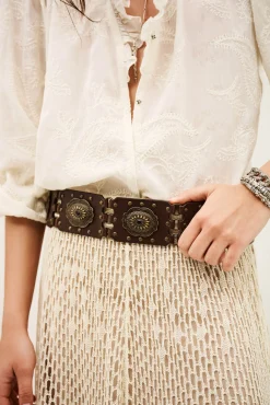 Ba&Sh BESTY ceinture cuir western MARRON New