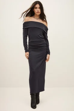 Ba&Sh BETTINA robe midi épaules BLEU Discount