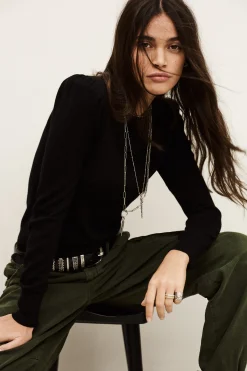 Ba&Sh BRITANIE pull manches ballons NOIR Online