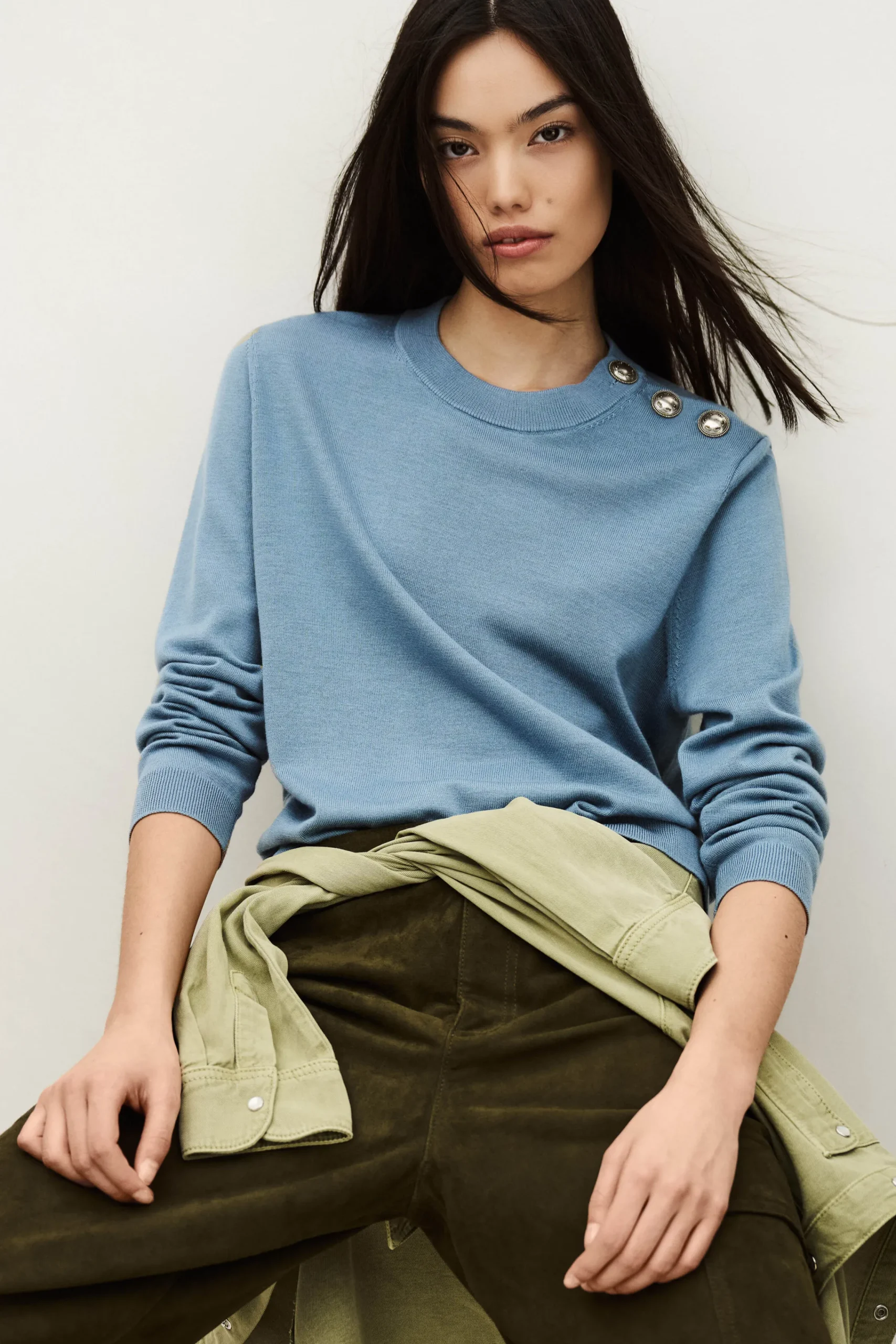 Ba&Sh BYLEIL pull boutons dorés NOIR Hot