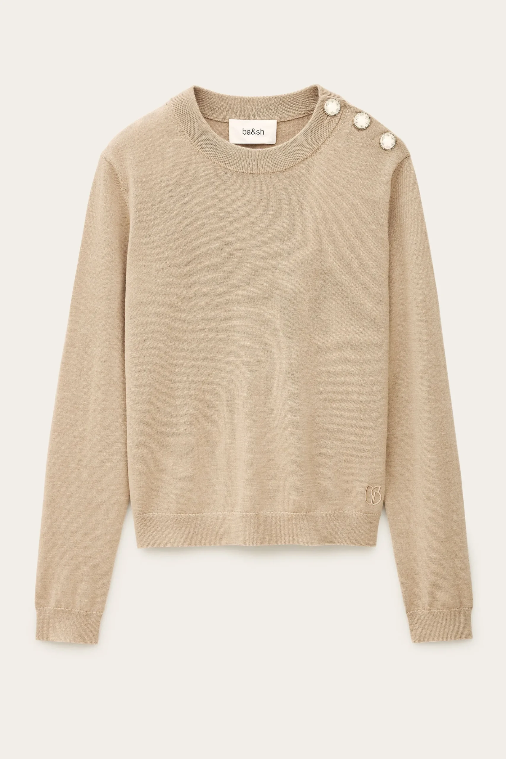 Ba&Sh BYLEIL pull boutons dorés BEIGE New