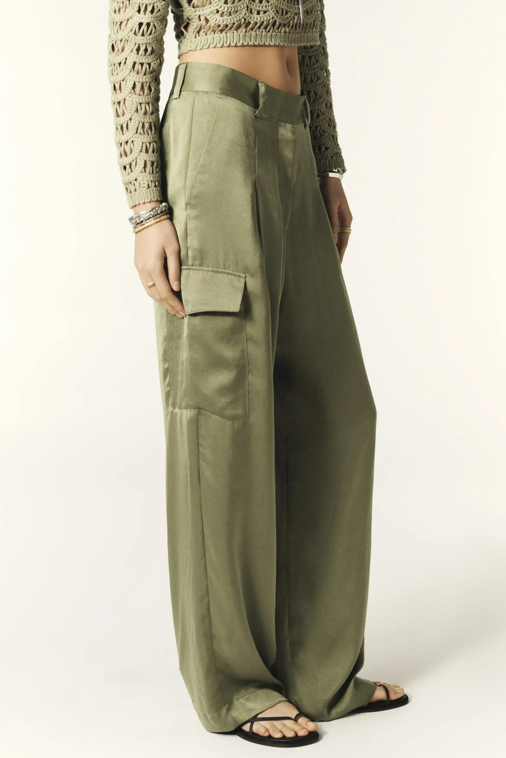 Ba&Sh CARY pantalon cargo VERT Outlet