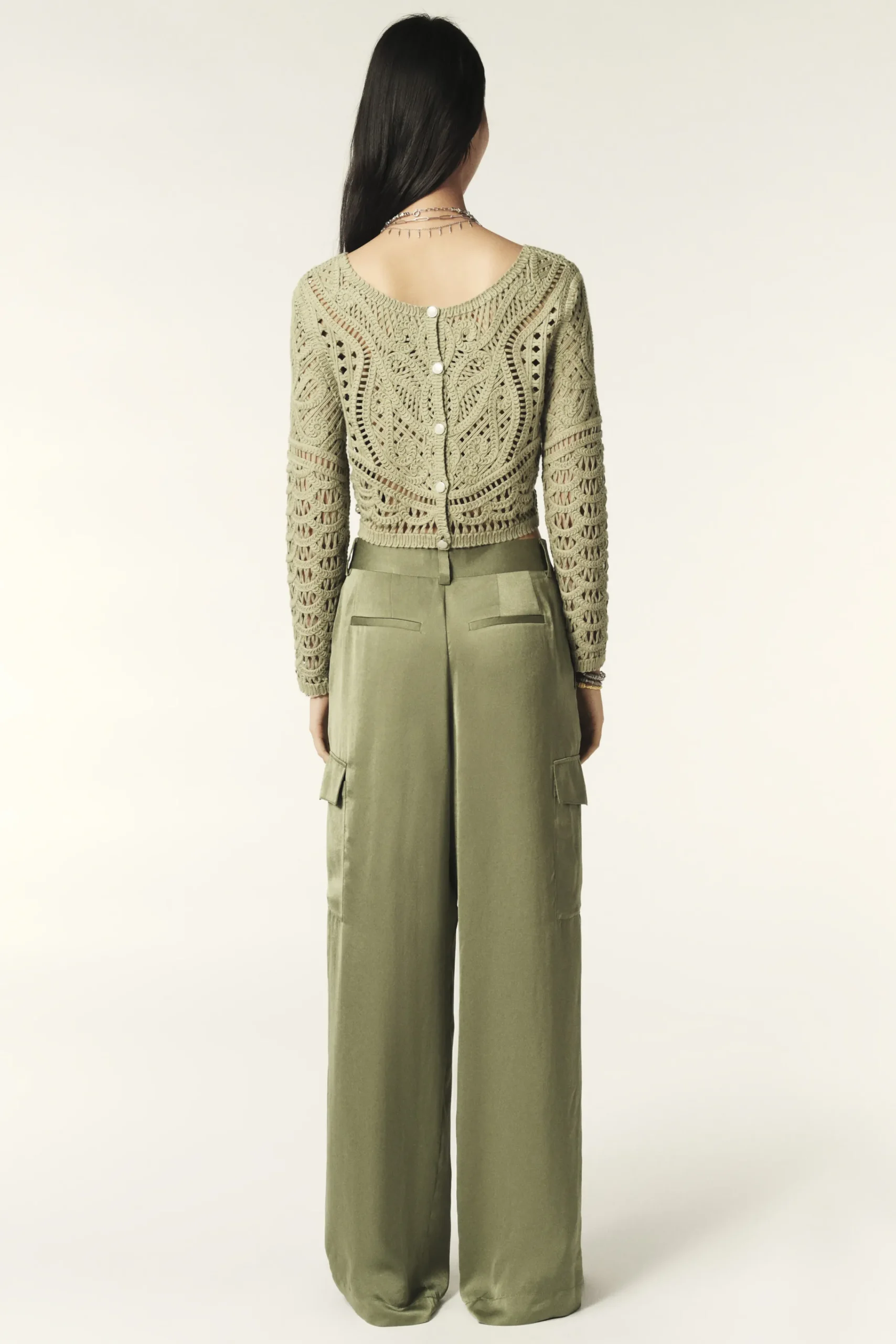 Ba&Sh CARY pantalon cargo VERT Outlet