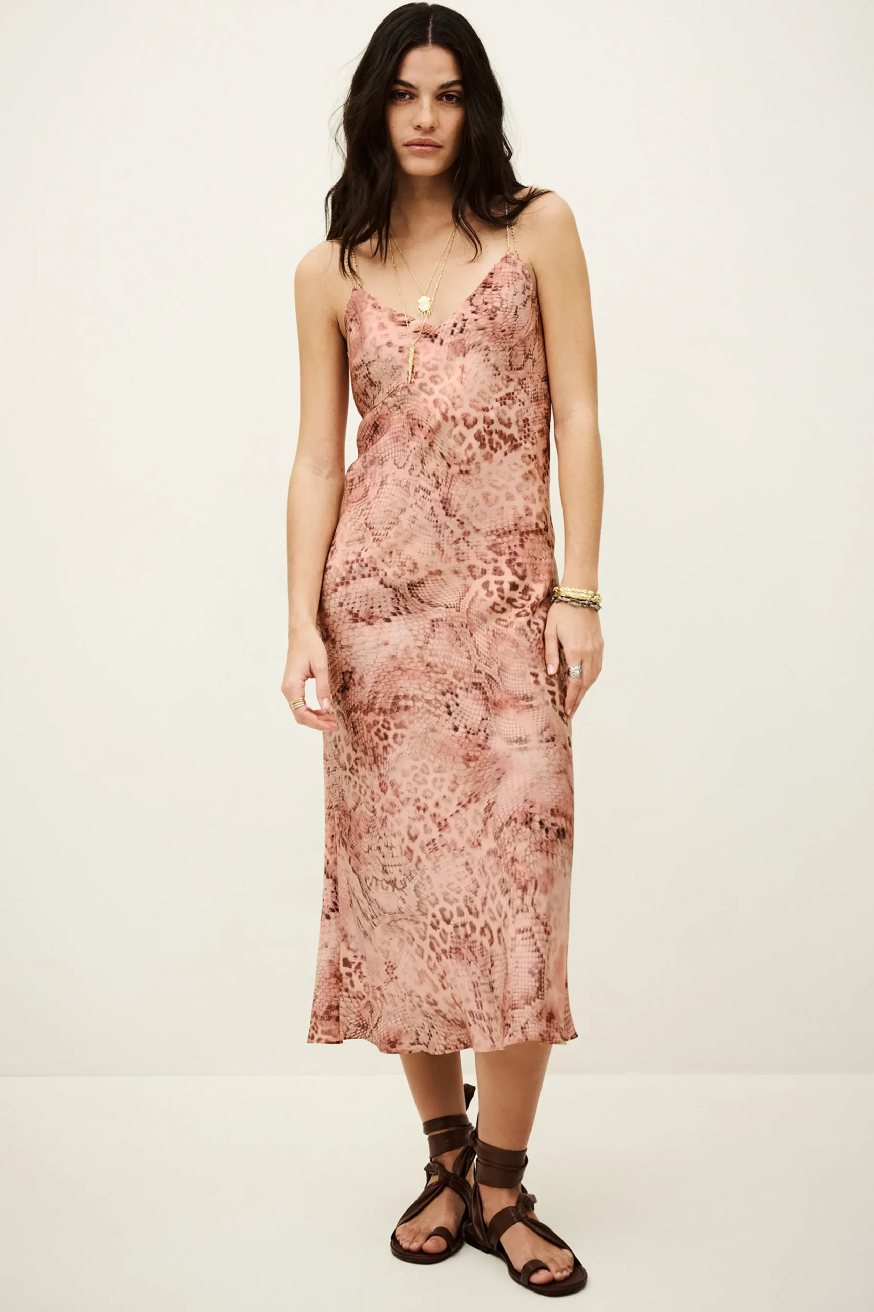 Ba&Sh CATELINA robe midi bretelles ROSE Clearance