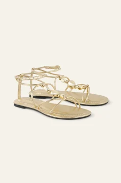 Ba&Sh CAYA sandales plates cuir DORE Outlet