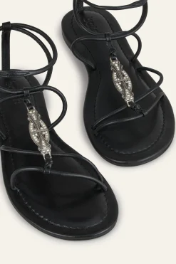 Ba&Sh CAYA sandales plates en cuir NOIR Clearance