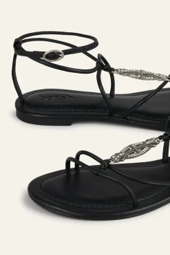 Ba&Sh CAYA sandales plates en cuir NOIR Clearance