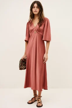 Ba&Sh CHARLOTTE robe midi ROSE Hot