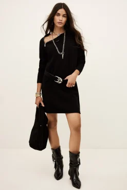 Ba&Sh CHEIMA robe laine courte NOIR Discount