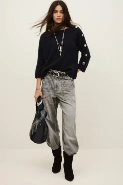 Ba&Sh CLASSY pull cachemire bateau BLEU Clearance