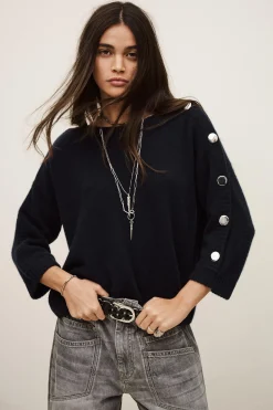 Ba&Sh CLASSY pull cachemire bateau BLEU Clearance