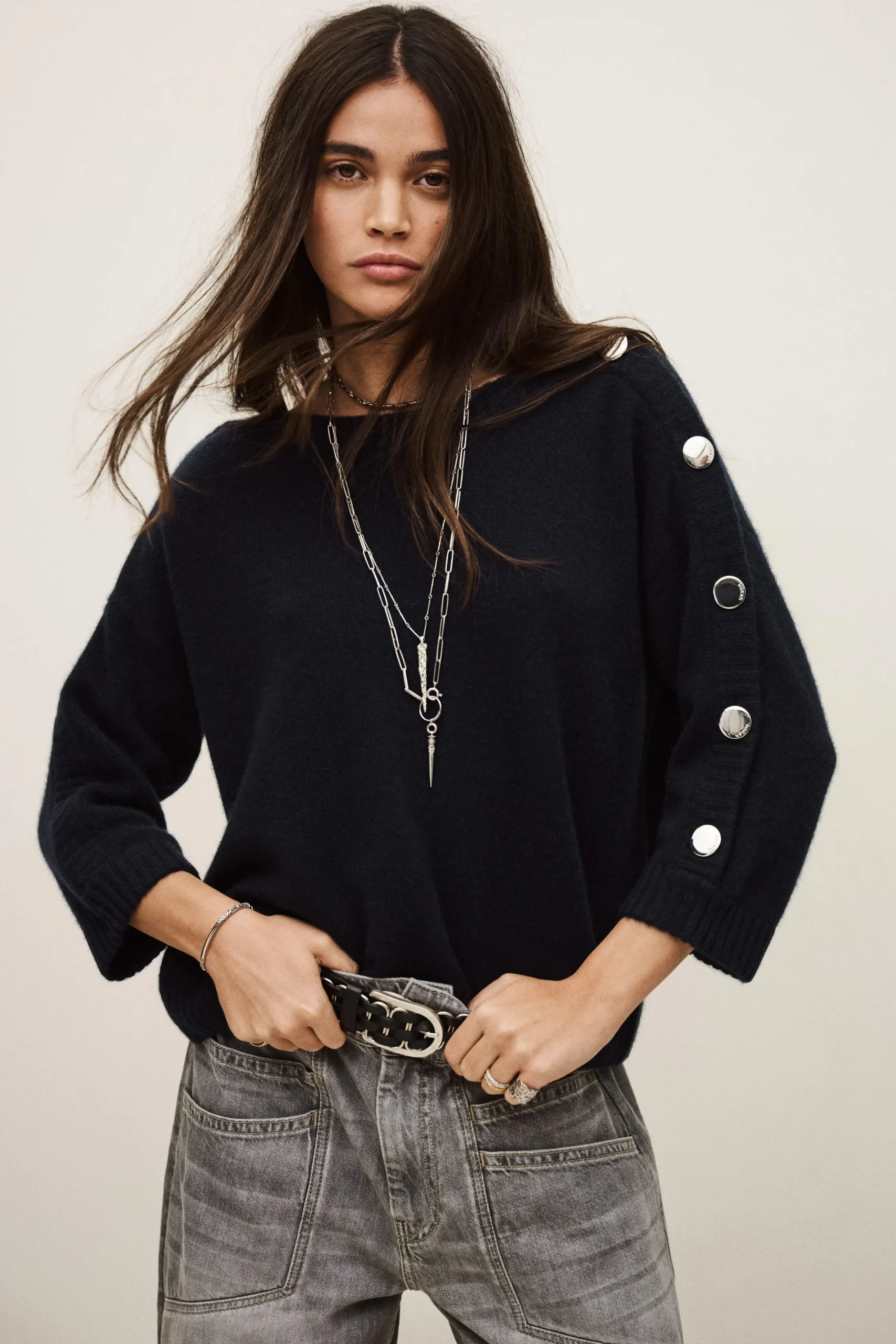 Ba&Sh CLASSY pull cachemire bateau BLEU Clearance