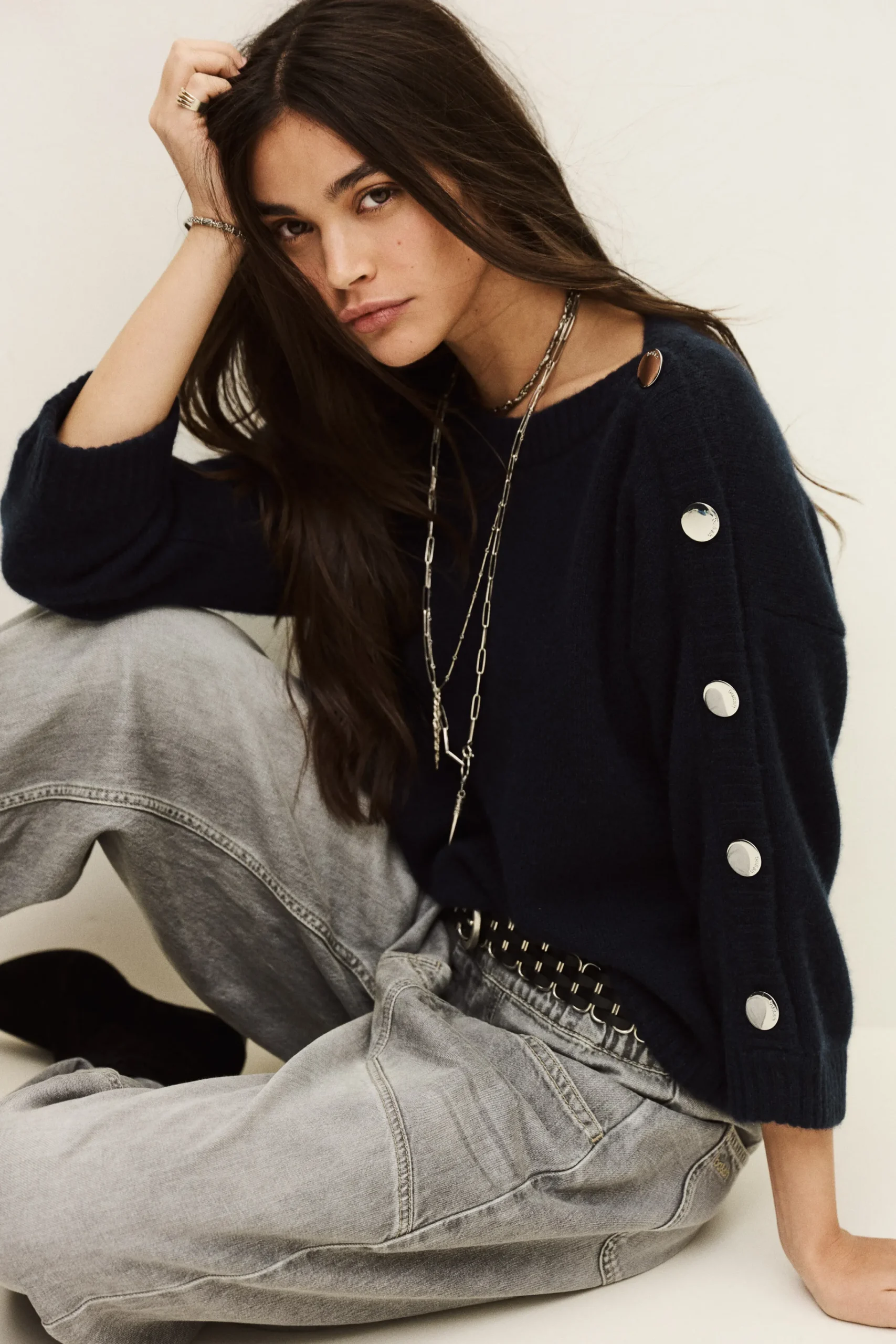 Ba&Sh CLASSY pull cachemire bateau BLEU Clearance