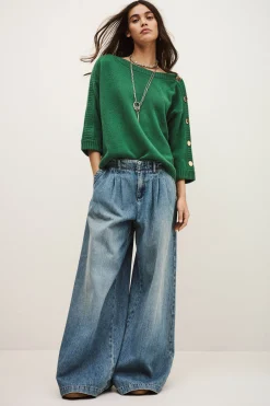 Ba&Sh CLASSY pull cachemire bateau VERT Outlet