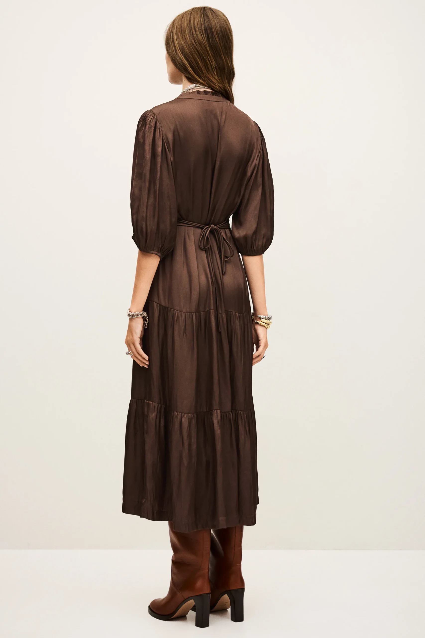 Ba&Sh CLELI robe courte froncée MARRON Outlet