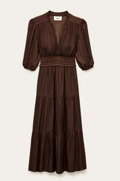 Ba&Sh CLELI robe courte froncée MARRON Outlet