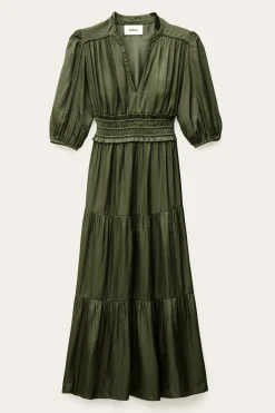 Ba&Sh CLELI robe courte froncée VERT