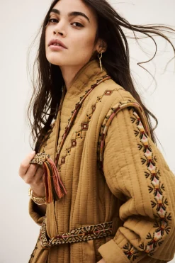 Ba&Sh COCOON veste matelassée brodée MARRON