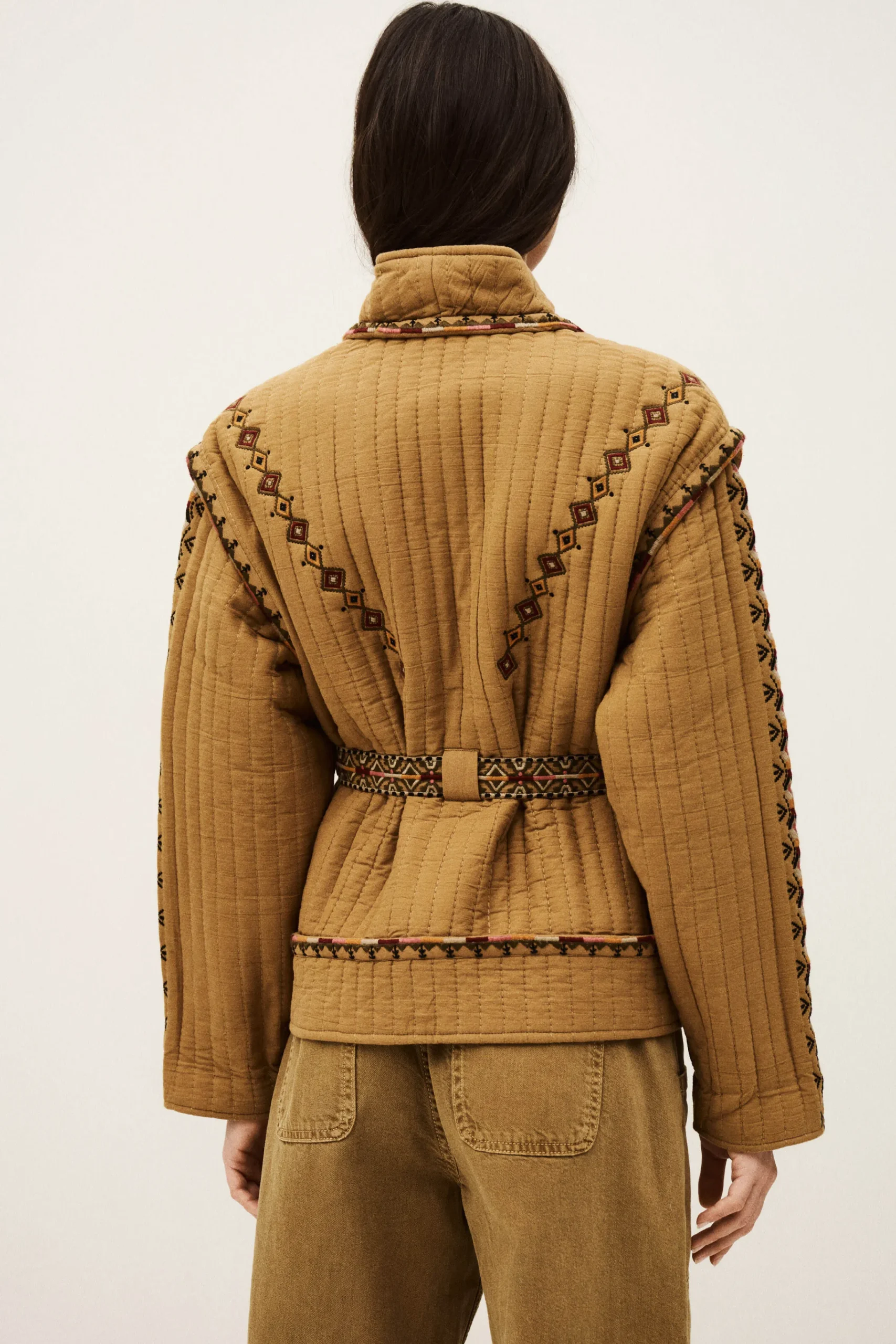 Ba&Sh COCOON veste matelassée brodée MARRON