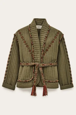 Ba&Sh COCOON veste matelassée brodée VERT Best