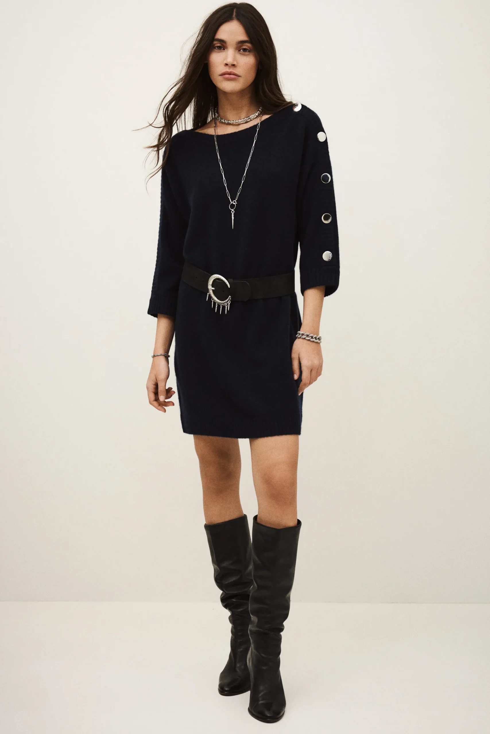 Ba&Sh COLEEN robe pull cachemire BLEU