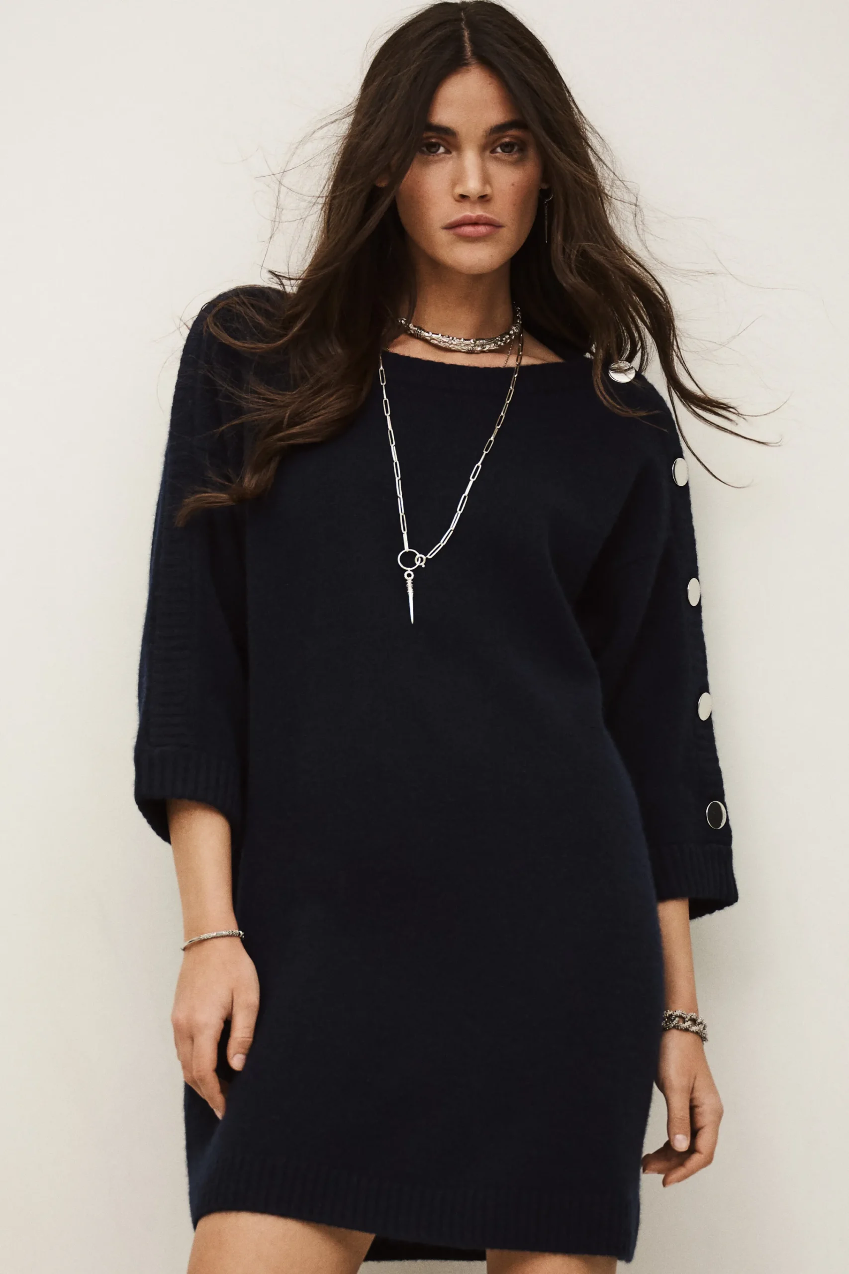 Ba&Sh COLEEN robe pull cachemire BLEU