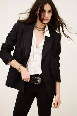 Ba&Sh COLINE veste tailleur rayures BLEU