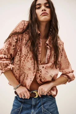 Ba&Sh CORNELIA chemise épaulée imprimée ROSE Outlet