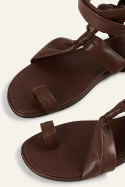 Ba&Sh COVILLA sandales plates nouées MARRON Outlet