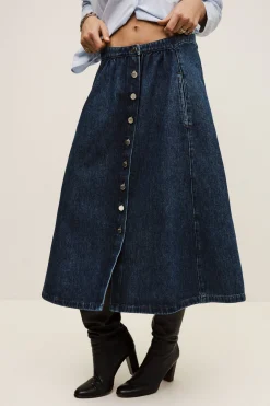 Ba&Sh COWIE jupe midi denim BLEU Outlet