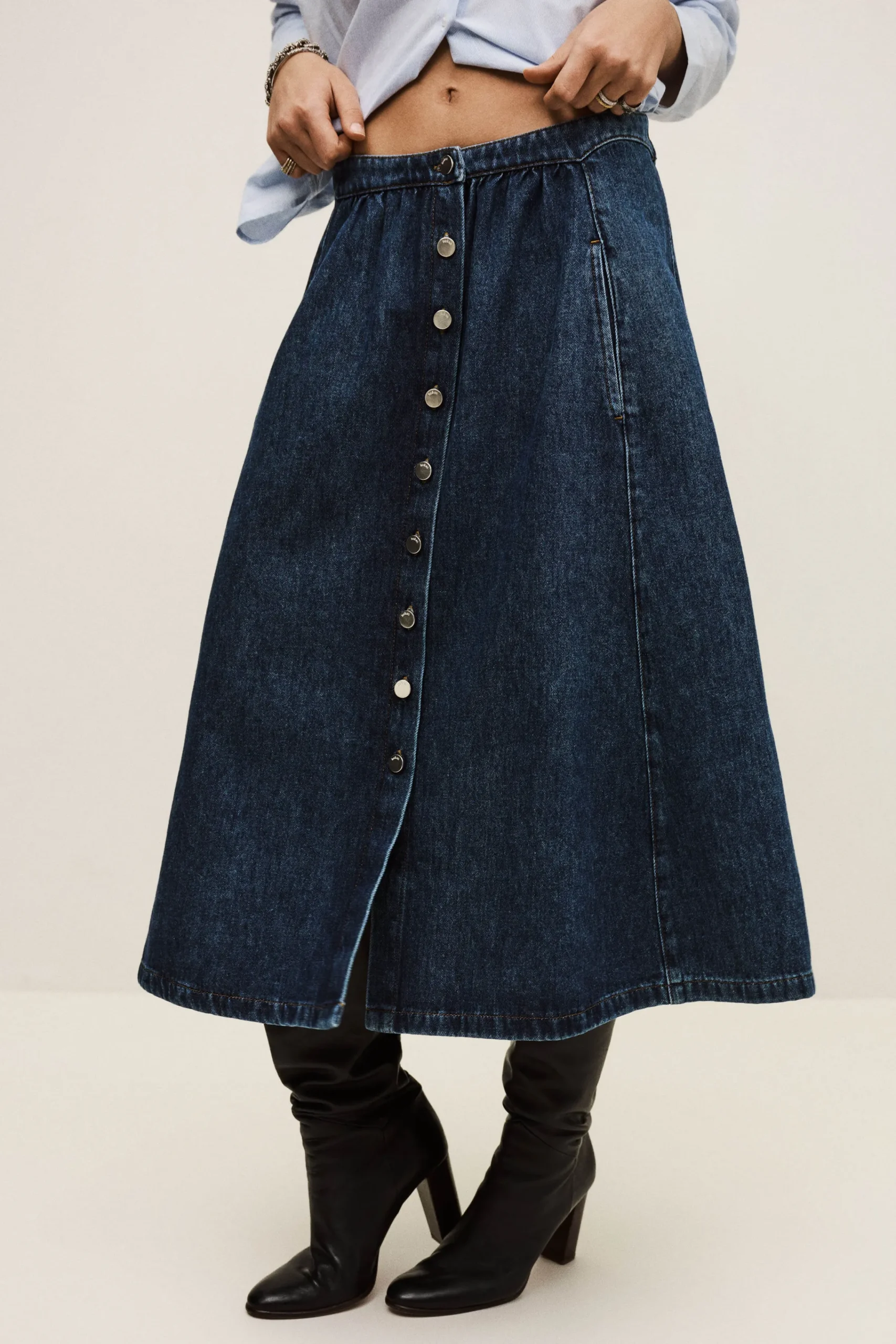 Ba&Sh COWIE jupe midi denim BLEU Outlet