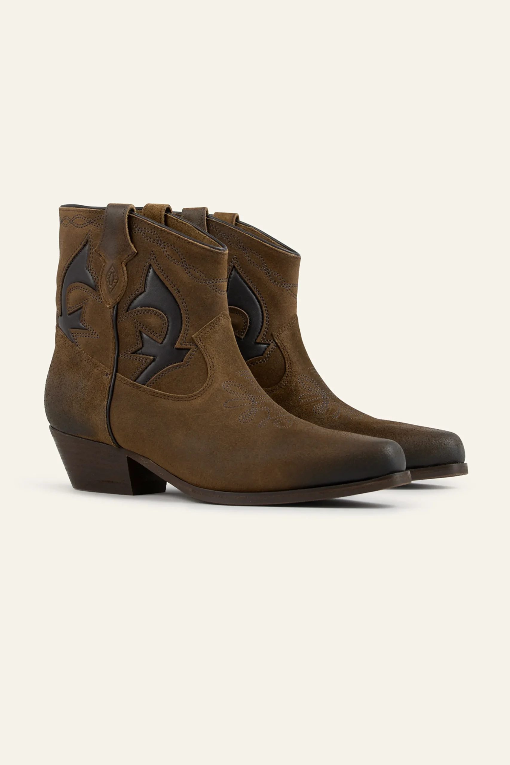 Ba&Sh CURTIS bottines santiags daim MARRON Clearance